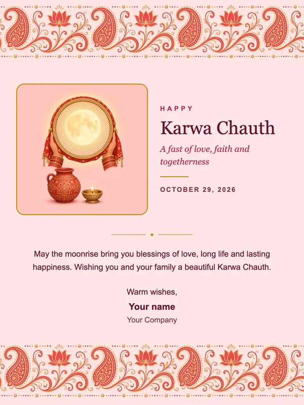 Preview of the Karwa Chauth 2026 email template
